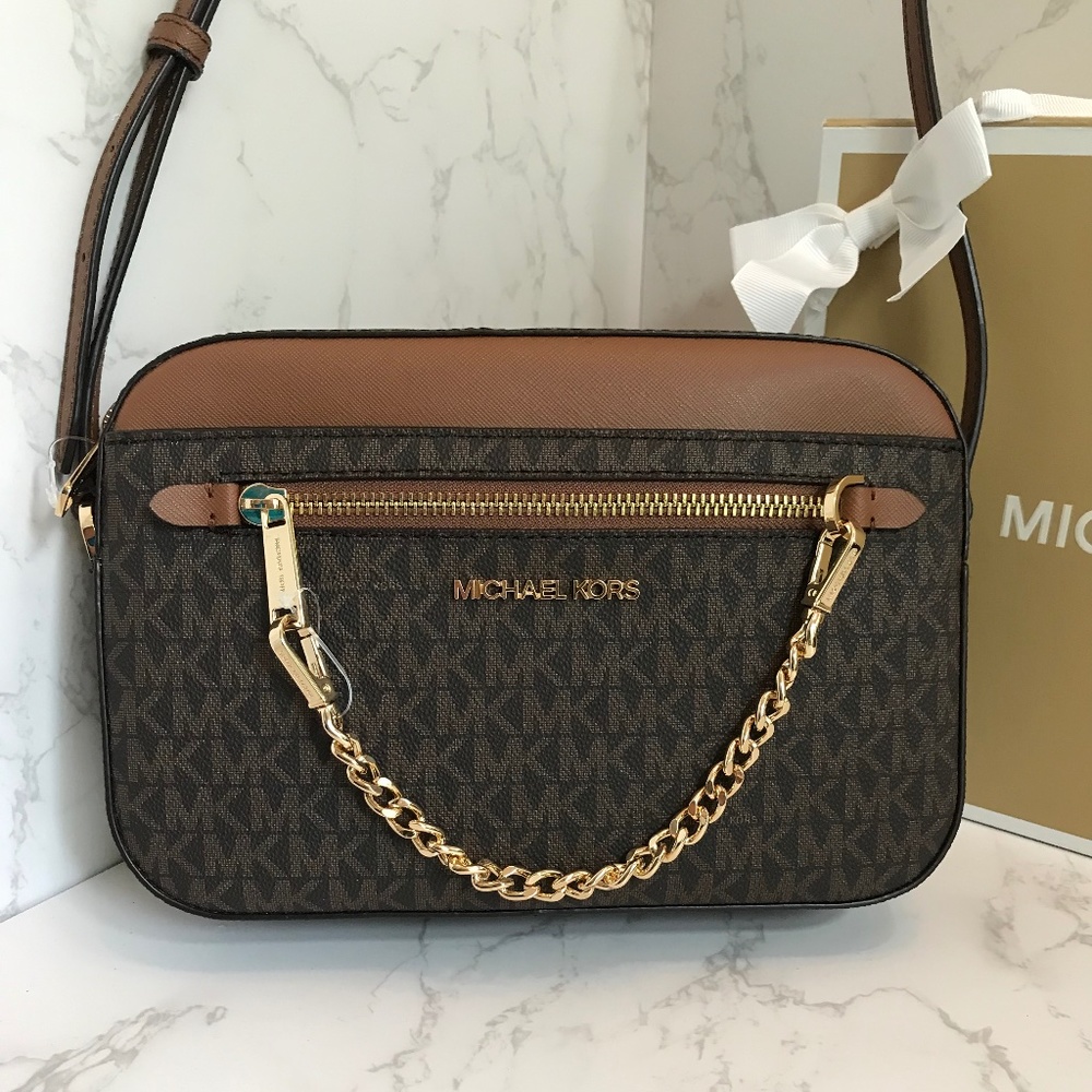Michael Kors Brown and Gold Crossbody Bag